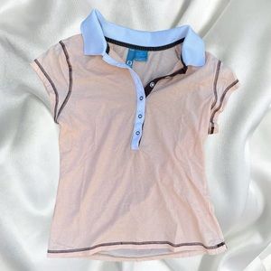 Y2k preppy apricot collared exposed stitch tee